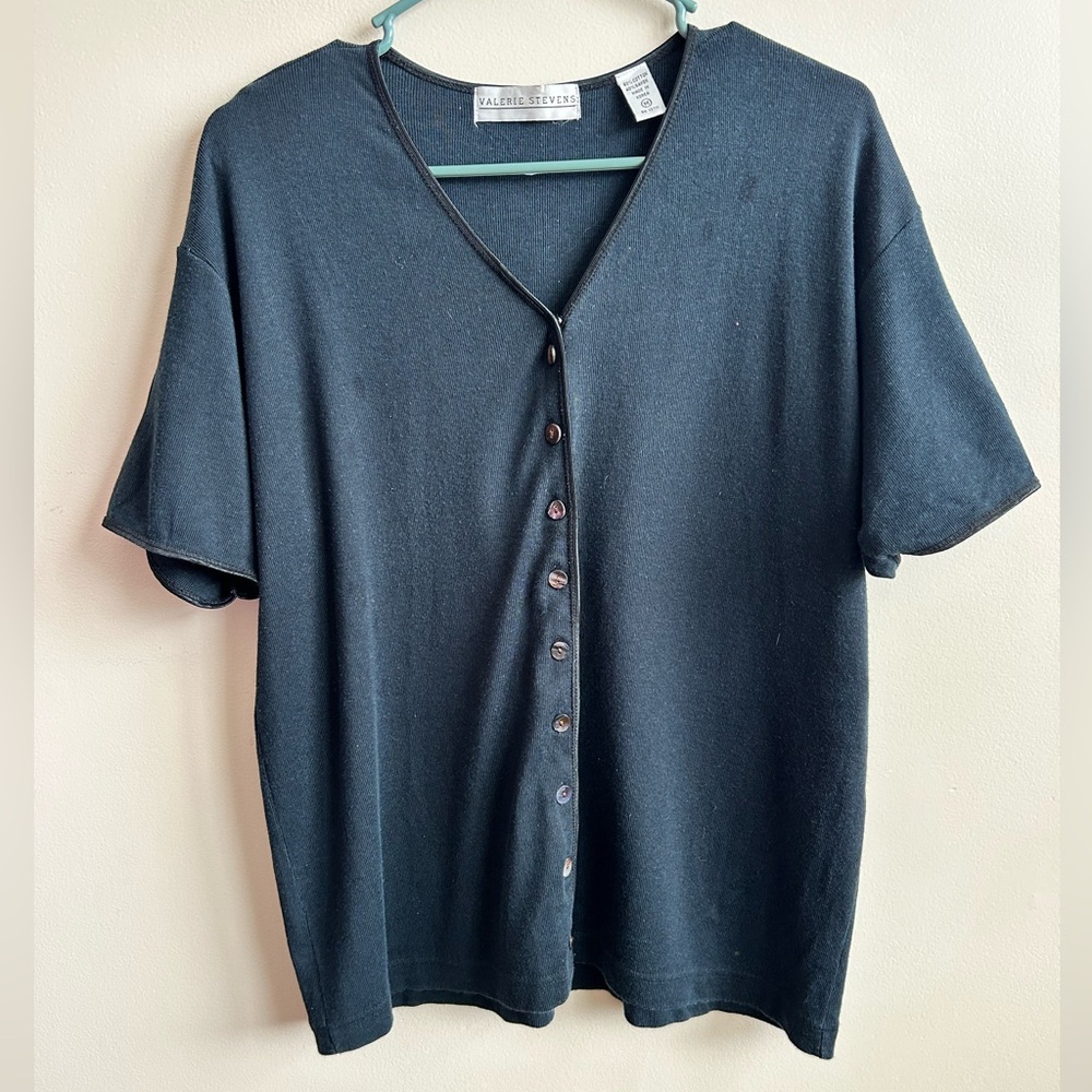 Y2K Valerie Steven’s Black Button Up Blouse M